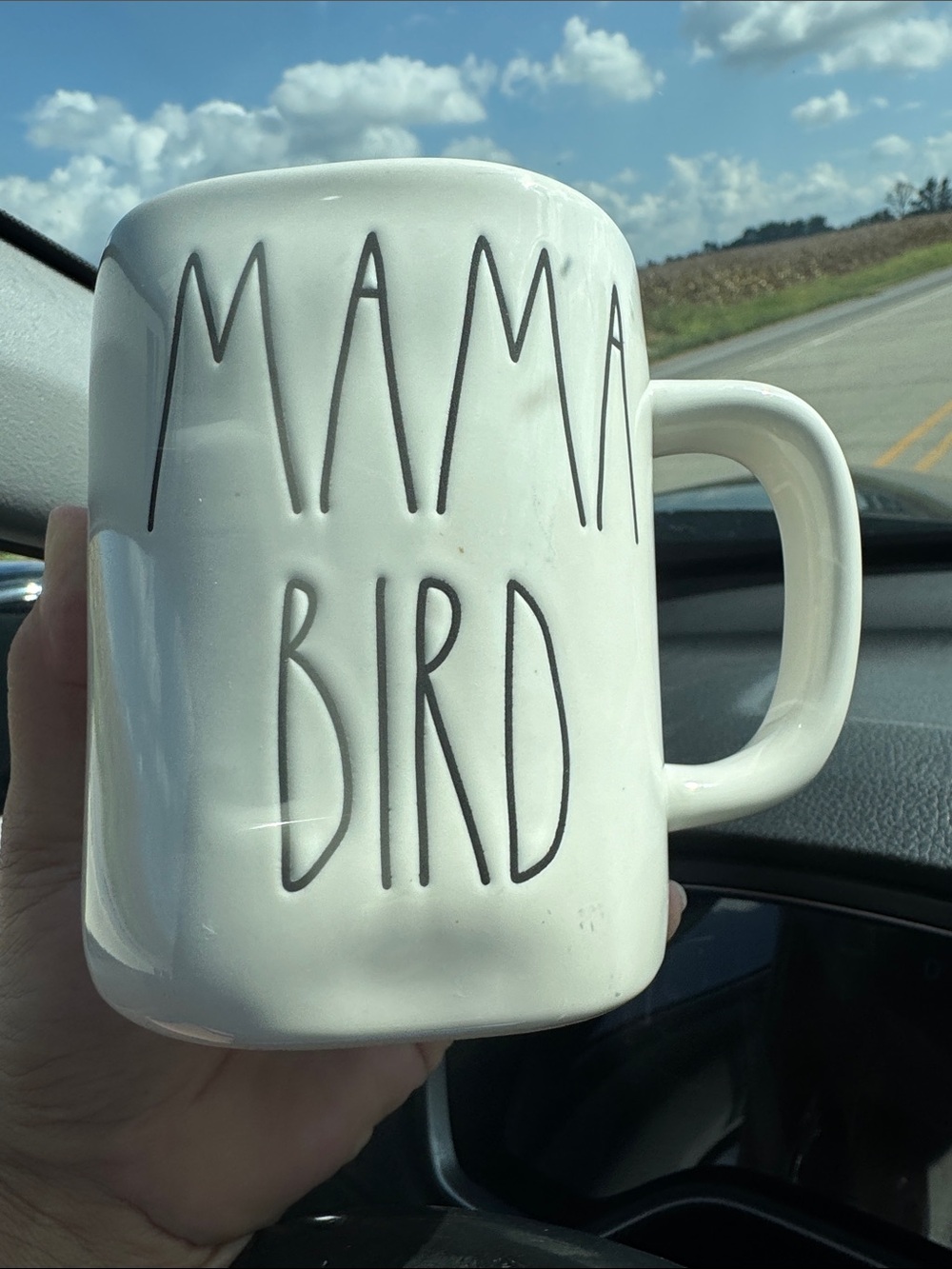 Rae Dunn White Ceramic MUG with MAMA BIRD Lettering